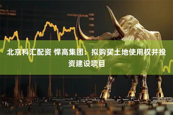 北京科汇配资 悍高集团：拟购买土地使用权并投资建设项目