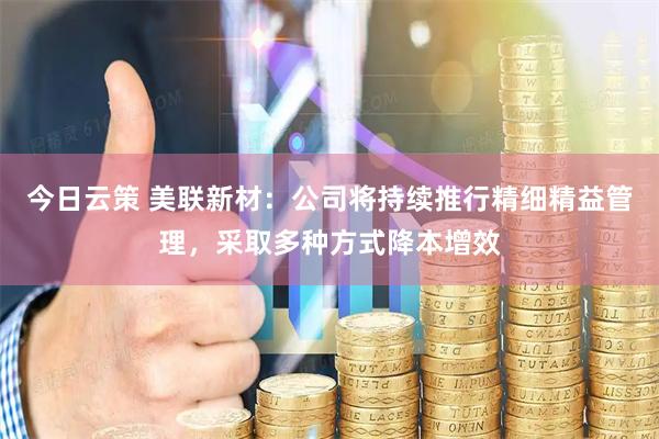 今日云策 美联新材：公司将持续推行精细精益管理，采取多种方式降本增效