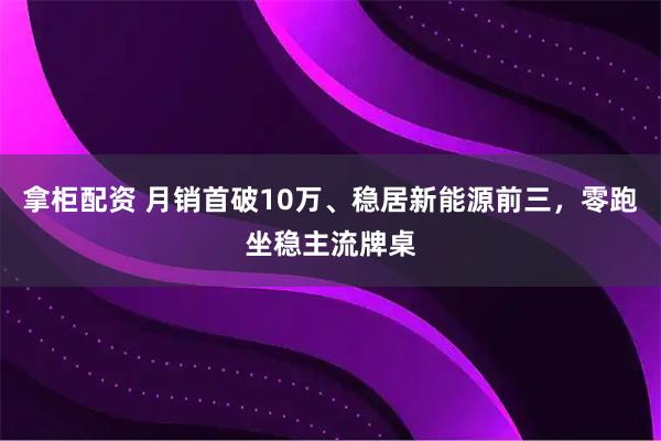 拿柜配资 月销首破10万、稳居新能源前三，零跑坐稳主流牌桌